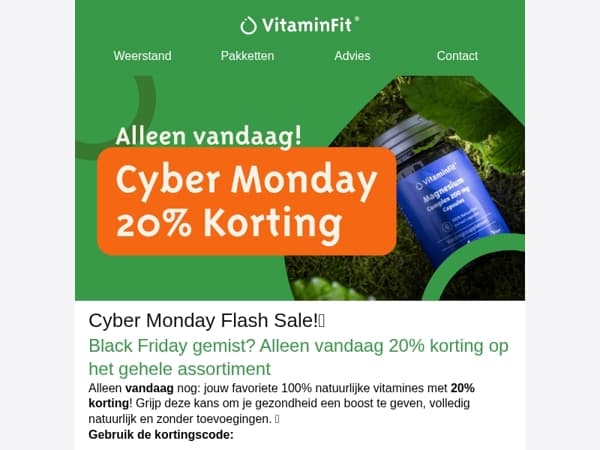 20% Cyber Monday korting ⚡️