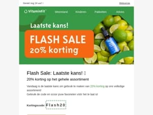 Vandaag laatste kans: Flash Sale! 20% korting op alles