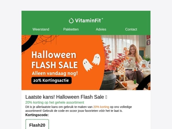 Laatste kans: 20% korting tijdens onze Halloween Flash Sale! 🎃✨
