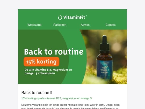 15% back to routine actie 🌿