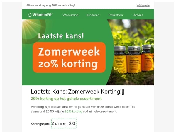 Alleen vandaag nog 20% zomerkorting! 🌿