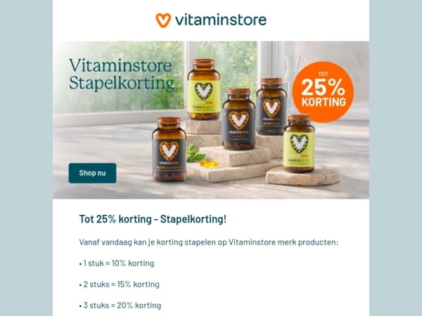 Nu tot 25% stapelkorting! 