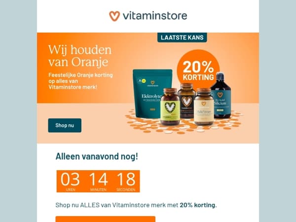 20% korting - nog maar een paar uur
