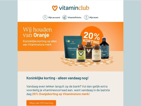 20% korting op Vitaminstore merk - laatste dag🧡