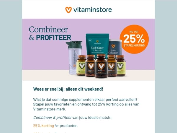 25% stapelkorting - alleen dit weekend!