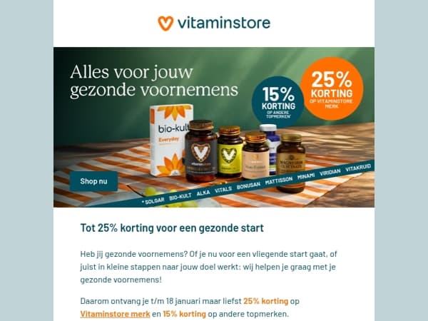 Alles voor jouw gezonde voornemens: tot 25% korting!
