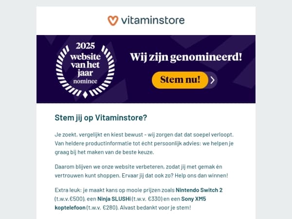 Help ons winnen & maak kans op mooie prijzen!