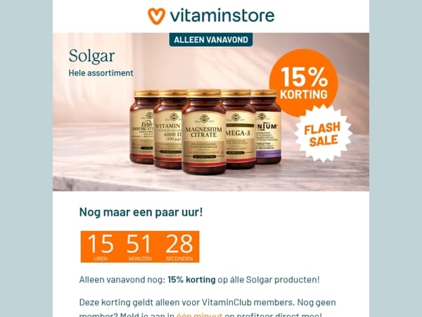 15% korting op SOLGAR - Alleen vanavond nog