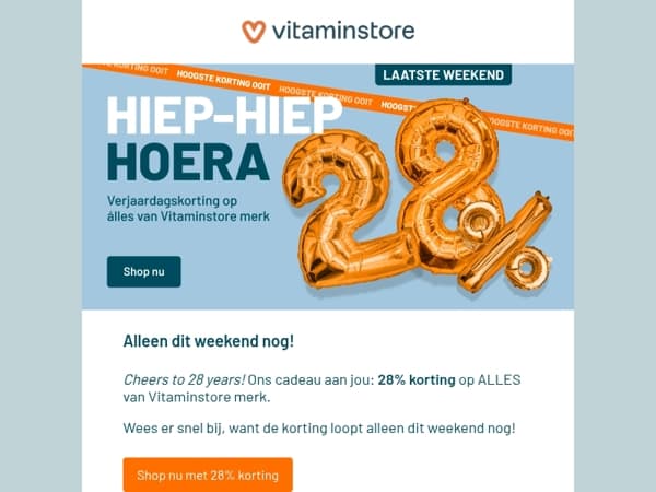 28% Verjaardagskorting