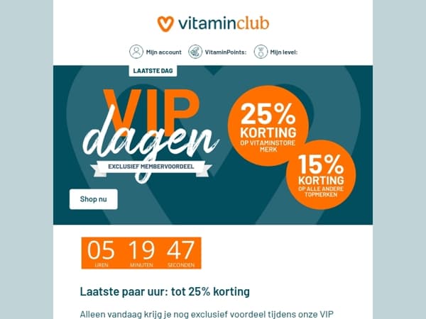 Nog maar een paar uur! Mis de VIP dagen niet!