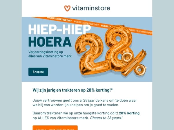 28% Verjaardagskorting
