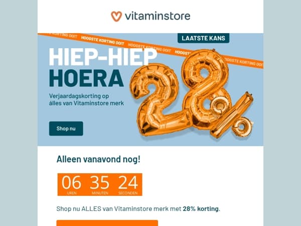 28% korting - nog maar een paar uur