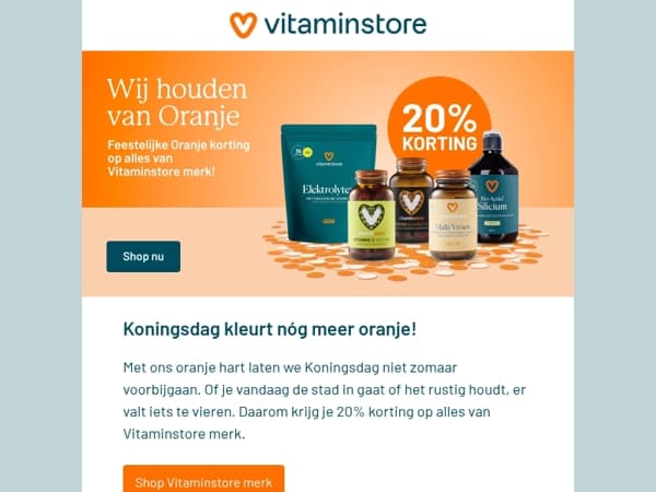 20% korting tijdens de Oranje korting