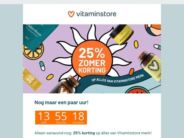 25% zomerkorting - nog maar een paar uur ⏳⏰