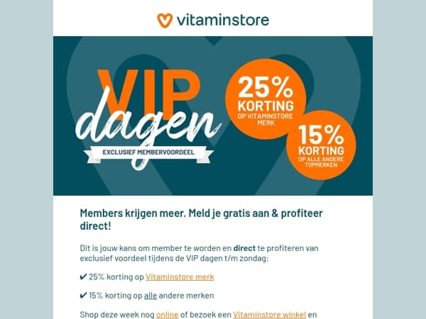 🧡Tot 25% korting op de Vitaminstore VIP dagen🧡