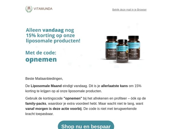 Laatste kans op 15% korting