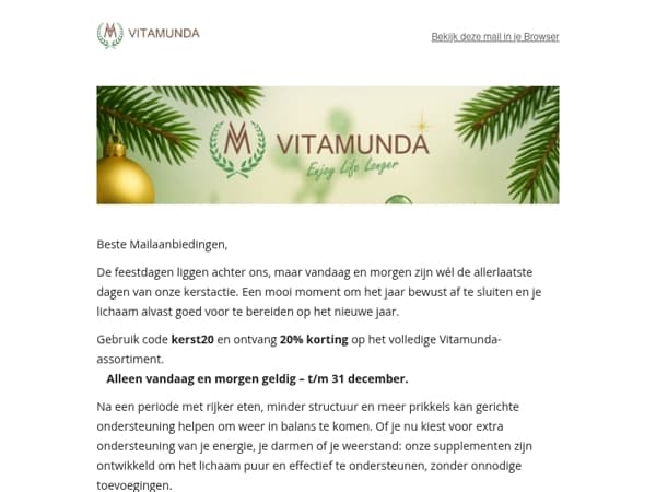 Laatste kans: 20% voordeel op het volledige Vitamunda-assortiment