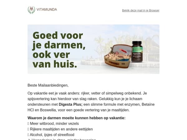 Andere voeding op vakantie?