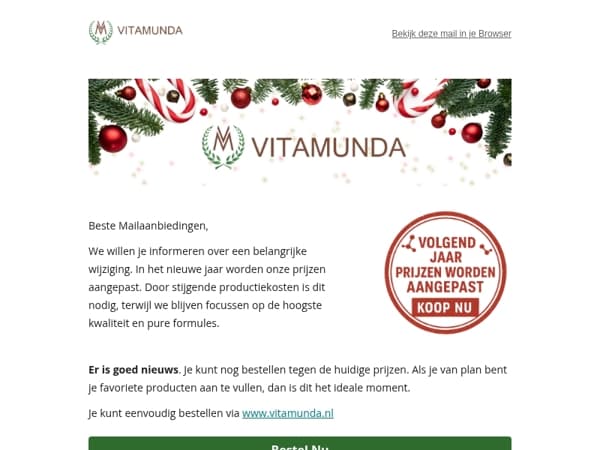 Laatste kans: shop nu voordat onze prijzen volgend jaar worden aangepast.