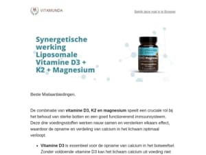 Synergetische werking van Vitamine D3 + K2 + Magnesium