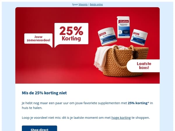 25% Korting: Laatste kans!