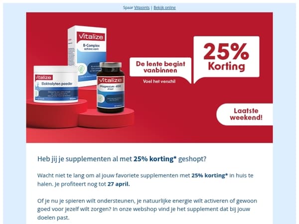25% korting! Mis geen voordeel