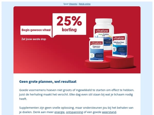 Zet jouw eerste stap naar vitaliteit: nu 25% korting
