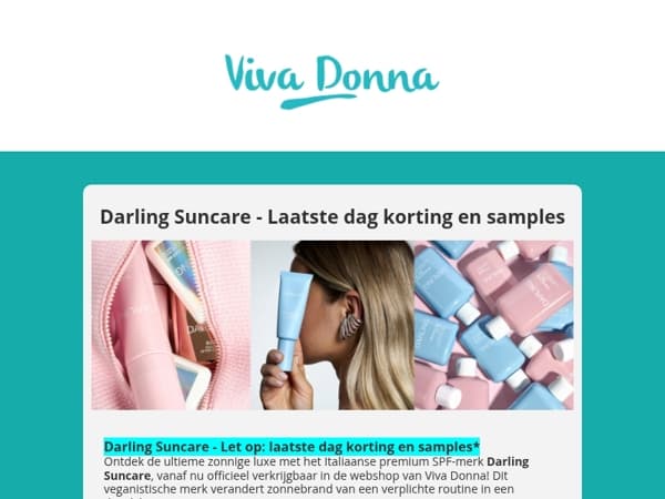 Laatste kans op korting en samples bij aankoop van Darling suncare