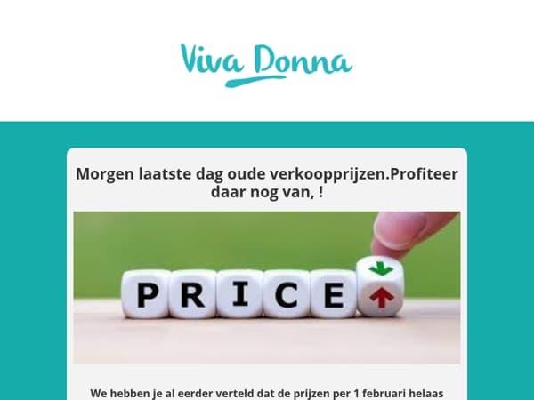 Morgen is de laatste dag om je producten voor de oude prijs te kopen!!