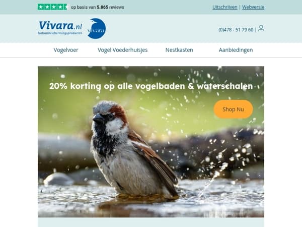 ☀️ Houd vogels koel – bespaar 20% op alle vogelbaden & waterschalen