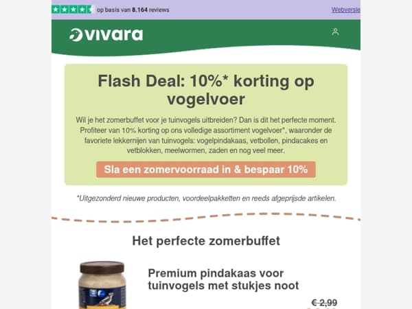 ⏳ FLASH DEAL: 10% korting op vogelvoer