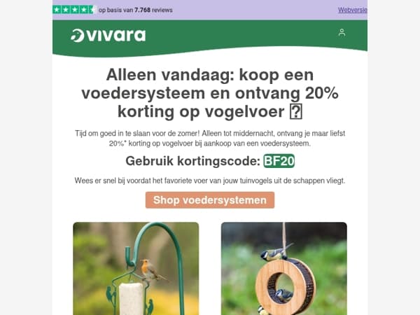 💚 Alleen vandaag: 20% korting op vogelvoer