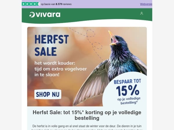 🤎 15% korting op voer, voederhuisjes & meer