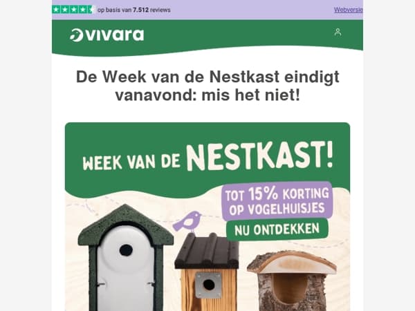 🐦 Laatste kans: 15% korting op nestkasten