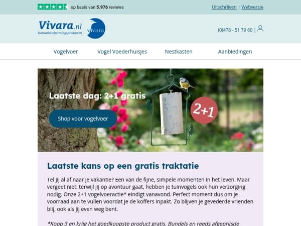 🐤 2 +1 eindigt vandaag, mis je gratis extraatje niet!