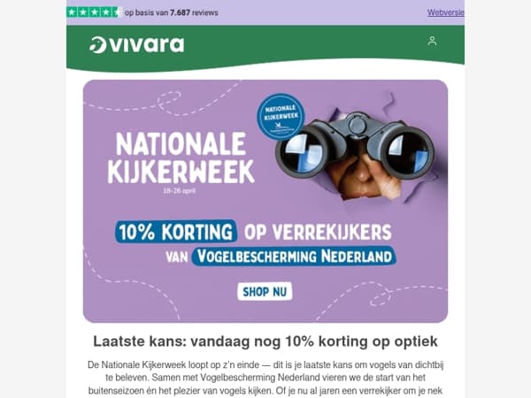 🕊️ Laatste kans: bespaar 10% op verrekijkers