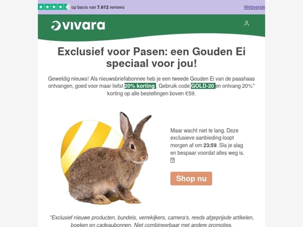 🐰Fijne Pasen: 20% korting op bijna alles