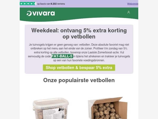 🐦 EXTRA 5% korting op vetbollen