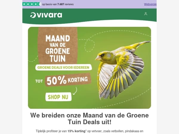 🕊️ Tijdelijk 15% korting op vetvoer