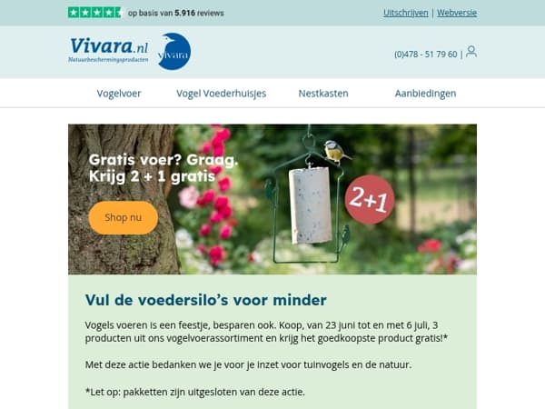 🌞 2+1 op vogelvoer - Voer meer, geef minder uit!