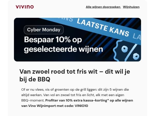 Bespaar 10% extra: dit zijn onze 5 BBQ wijnen (2 onder €10)
