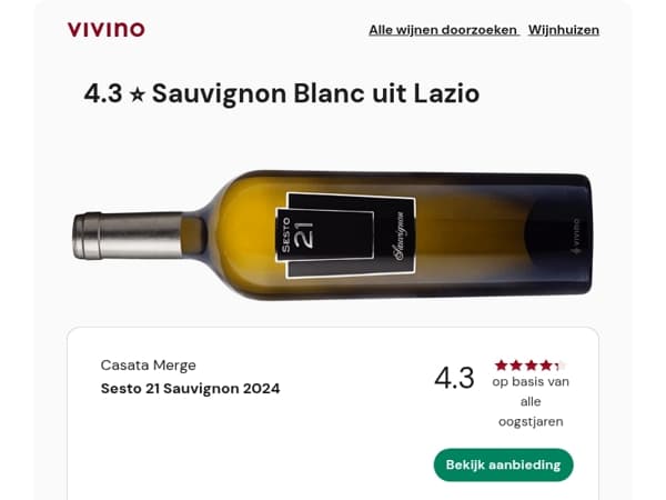 Nieuwste aanwinst: 4.3 ⭐ Sauvignon Blanc uit Lazio 