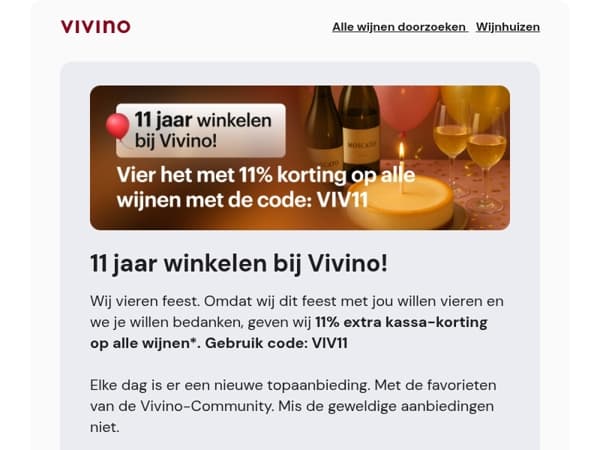 11 jaar winkelen bij Vivino: -11% op ALLE wijnen