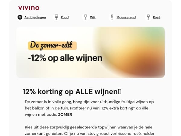  Vivino Summer Sale: 12% extra kassa-korting op ALLE wijnen
