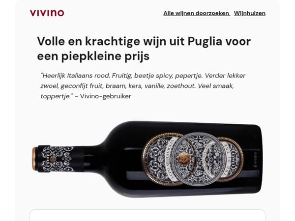4.2★ Volle en krachtige wijn uit Puglia voor een piepkleine prijs