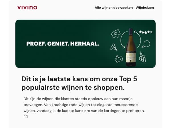 ⏰ Laatste kans: Bespaar op onze 5 meest populaire wijnen