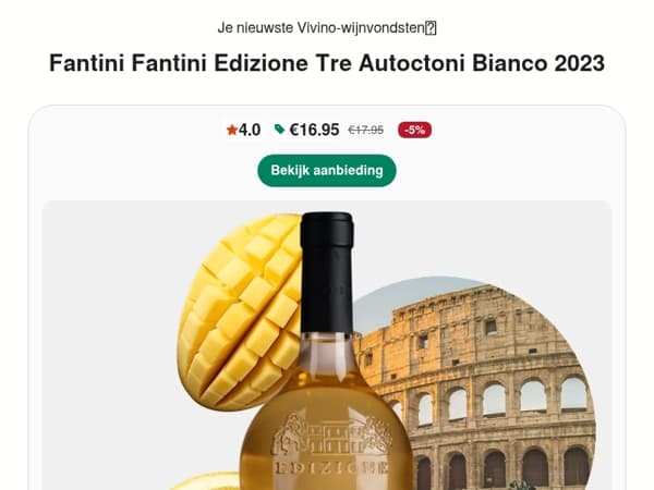 Gebaseerd op jouw persoonlijke wijnstijlen: Een 4 ⭐ Vino d'Italia witte wijn voor 16.95€