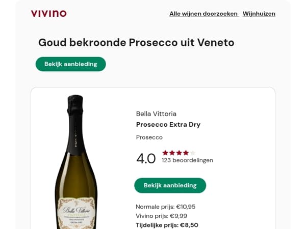 Bespaar 22%: Goud bekroonde Prosecco uit Veneto