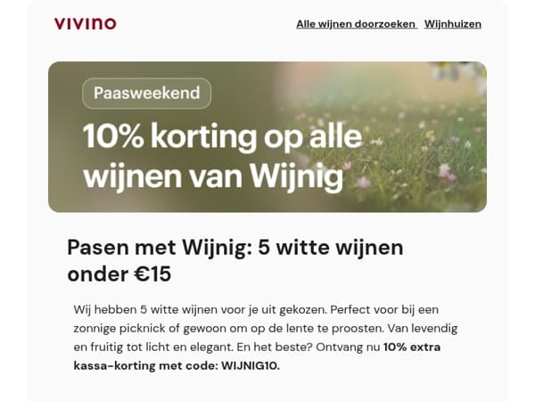 Pasen met Wijnig: 5 witte wijnen onder €15