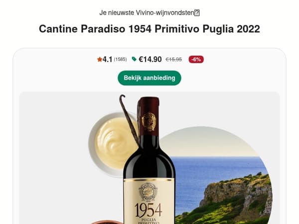Geselecteerd speciaal voor jou: Een 4.1 ⭐ Puglia rode wijn voor 14.90€
